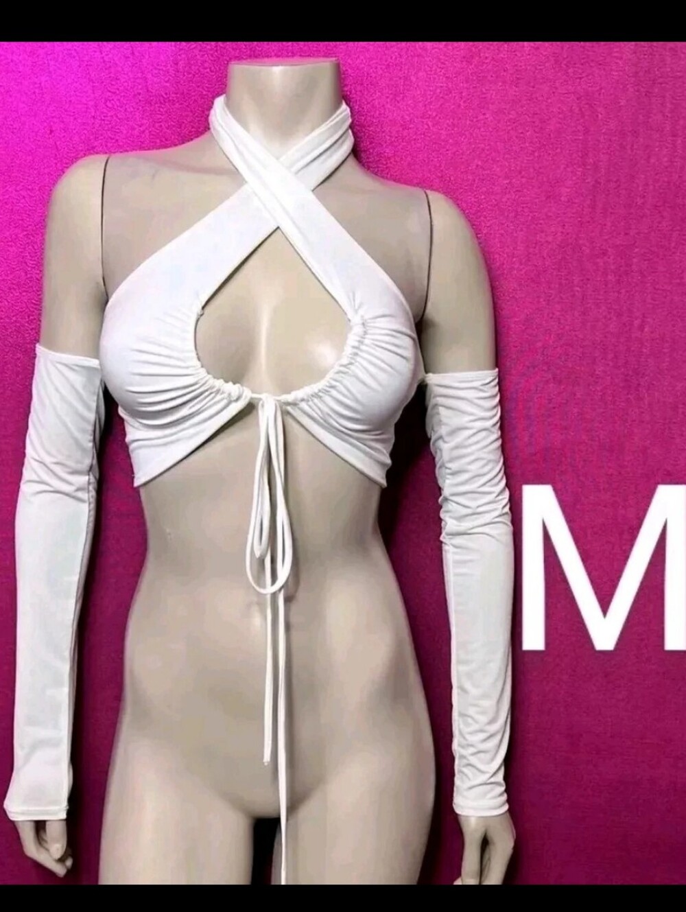 🆕Sexy Fashion White Off Shoulder Halter Top~Size M